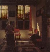 Pieter Janssens Elinga A Dutch Interior oil on canvas